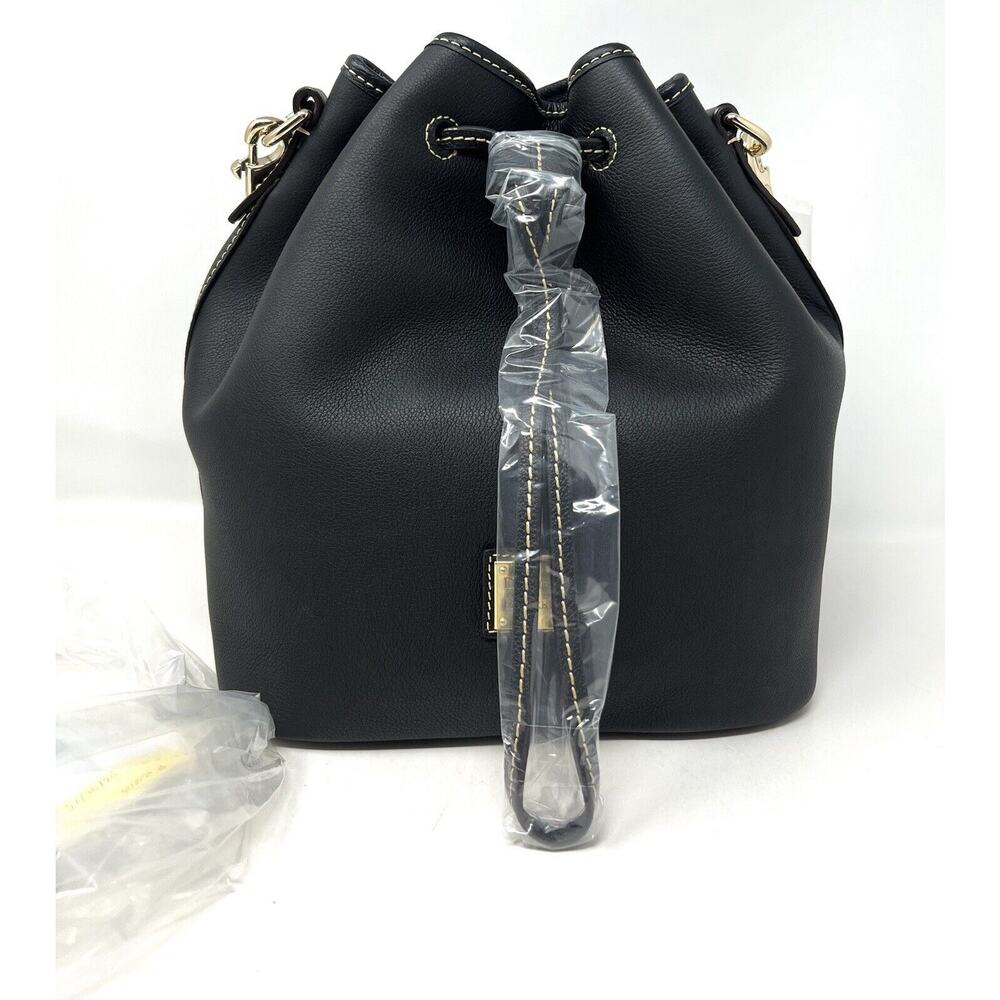 Dooney & Bourke Sorrento Drawstring Shoulder Bag BLACK Leather NWT $328 Bucket - Picture 12 of 16